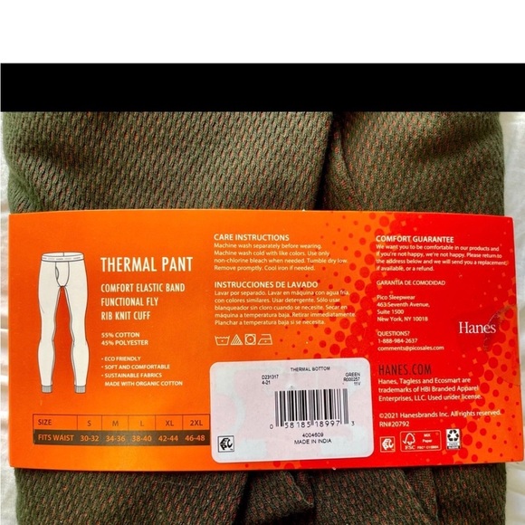 👖 Hardy Hanes Mens Thermal Pants L - Picture 5 of 6